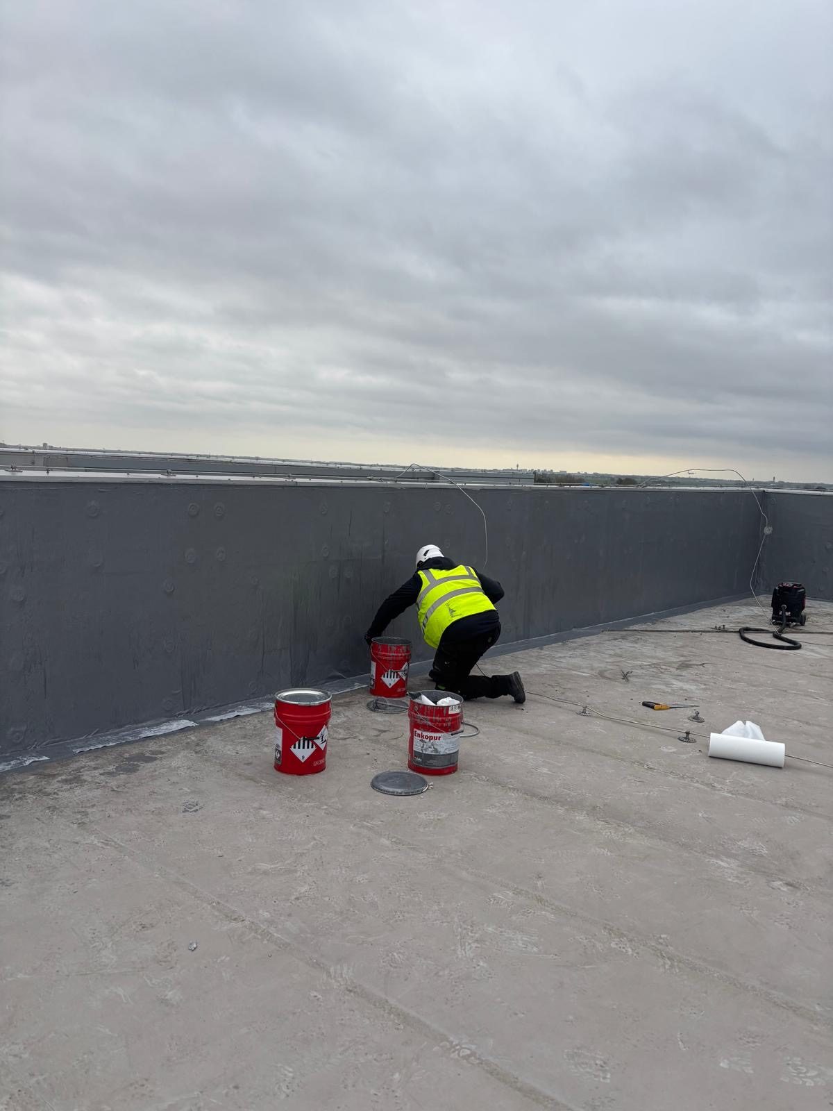 Specialist waterproofing works in progress